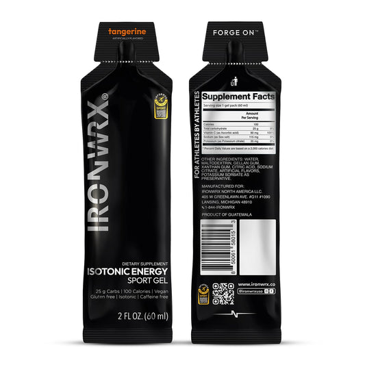 IRONWRX isotonic energy gels single-sachet for on-the-go fueling