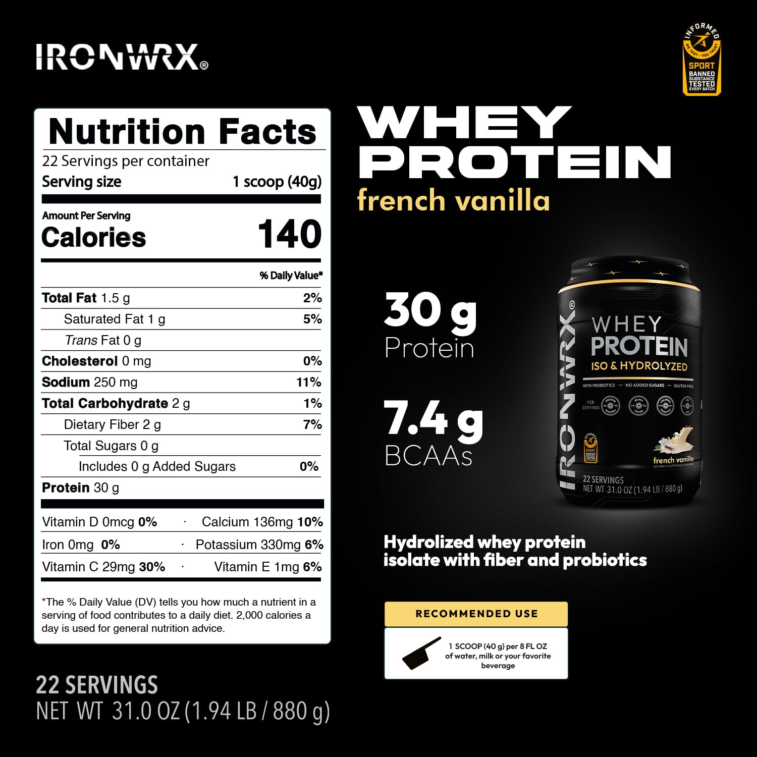 IRONWRX post-workout shake close-up, supporting quick recovery sessions