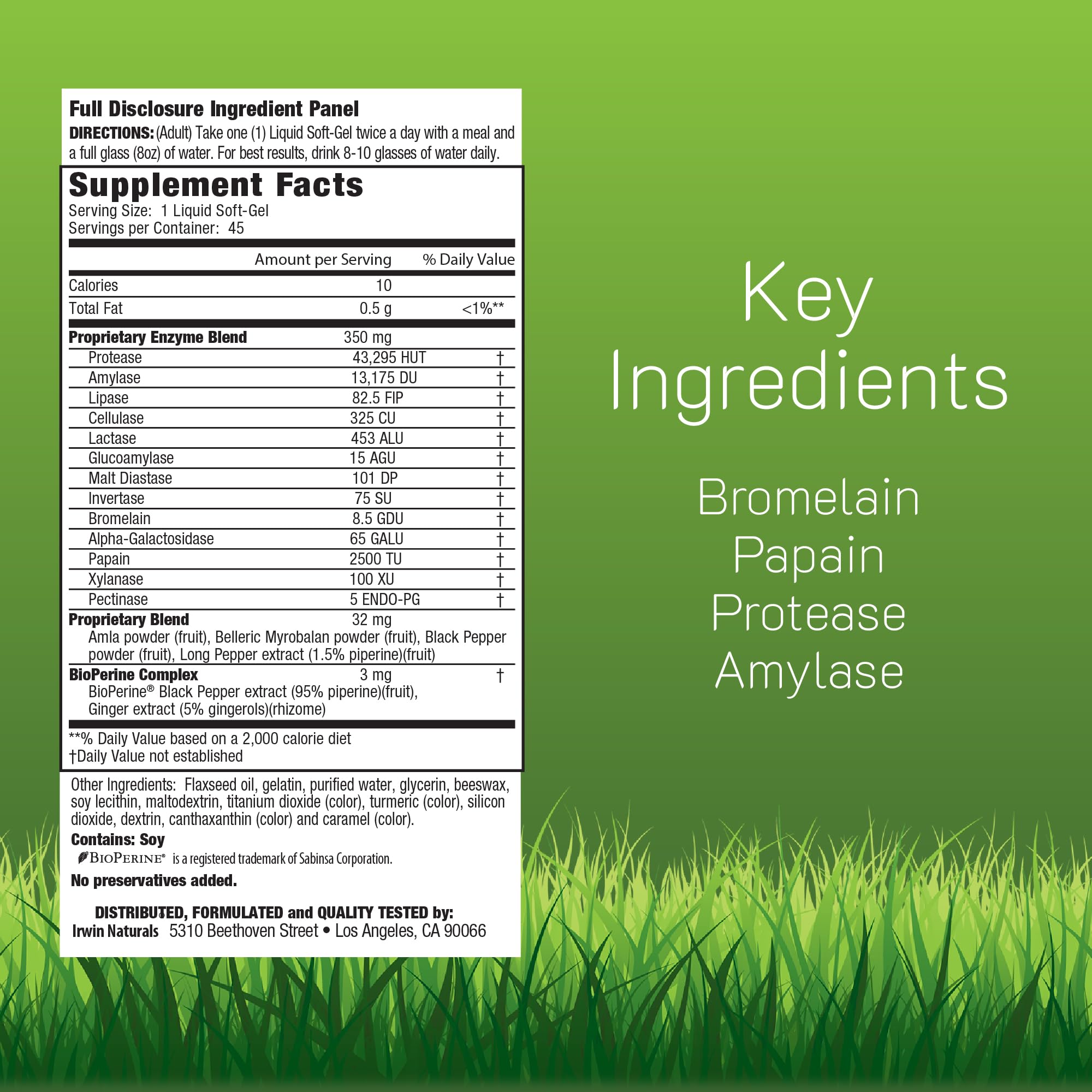 Irwin Naturals Anti-Gas Digestive Enzymes soft-gels close-up for digestion