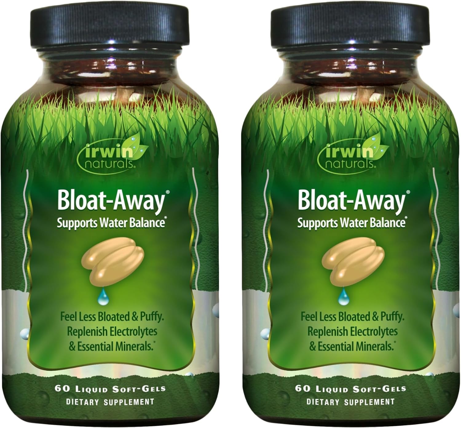 Irwin Naturals Bloat-Away bottle front showing water balance support