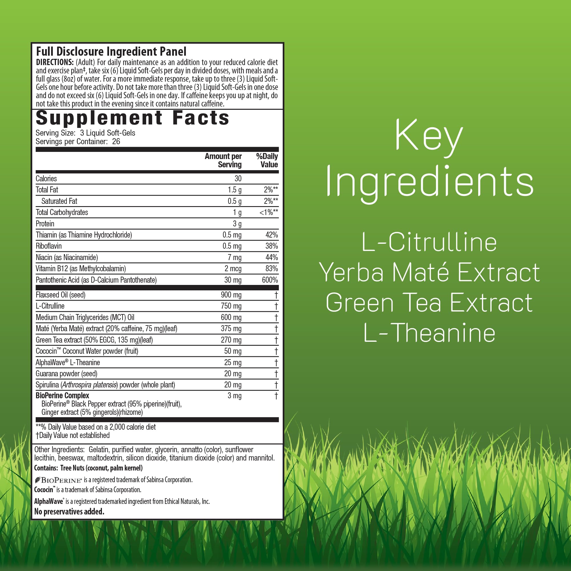 Product label detail highlighting 6-in-1 formula for balanced support.