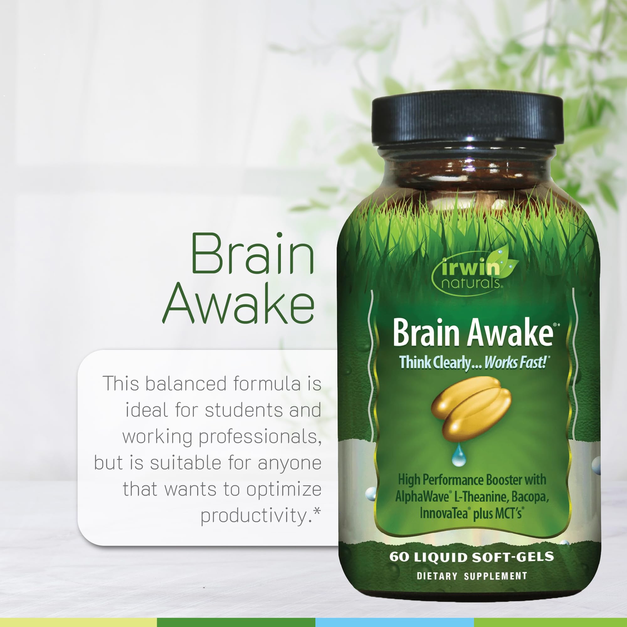 Brain Awake ingredient label highlights L-Theanine and Bacopa