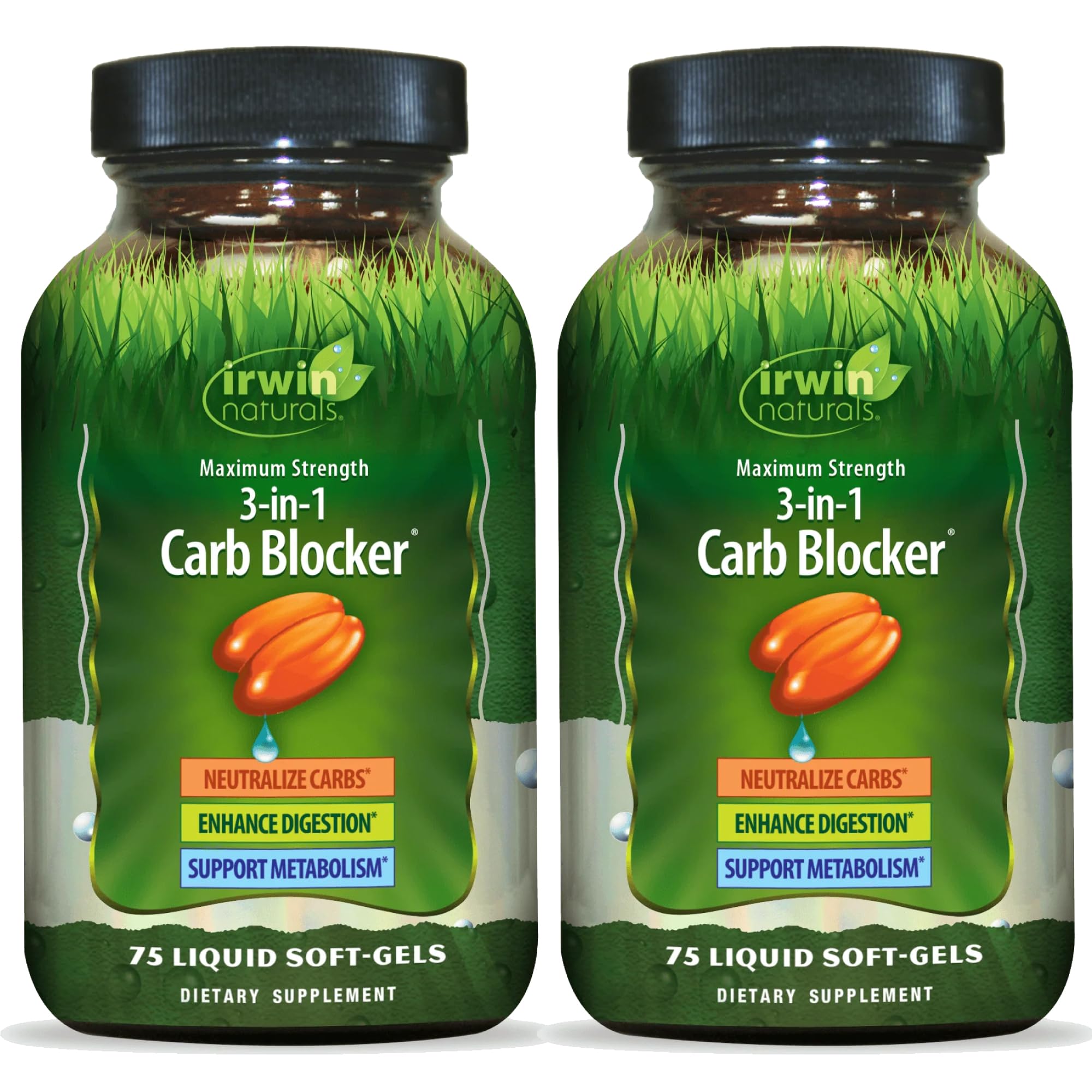 Irwin Naturals carb blocker bottle front view highlights natural carb management.