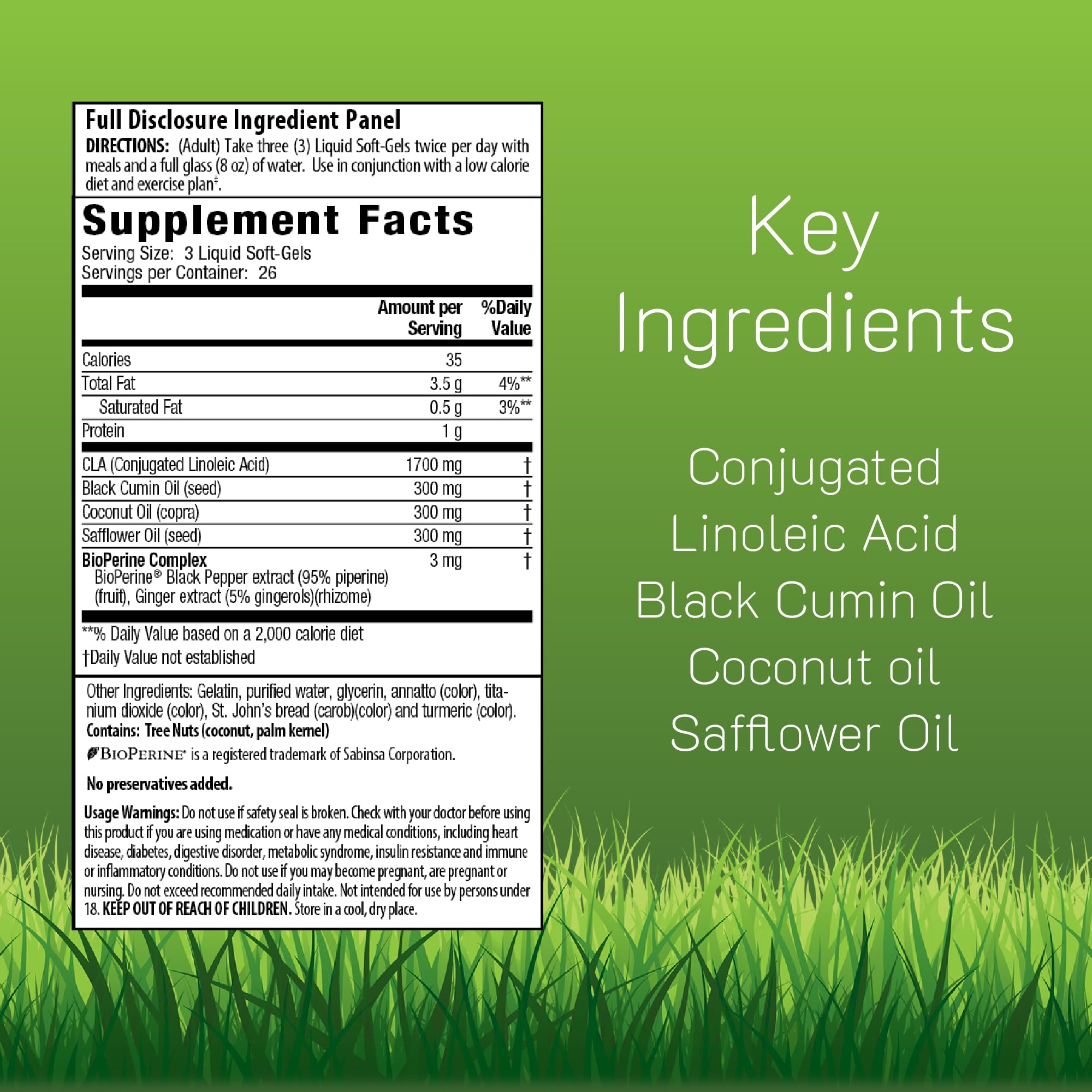 Close-up of Irwin Naturals CLA Lean softgels for daily use