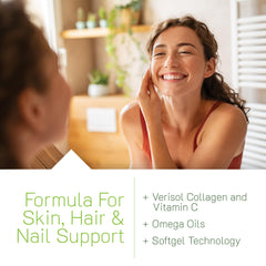 Irwin Naturals Collagen Beauty ingredients panel showcasing biotin and antioxidants