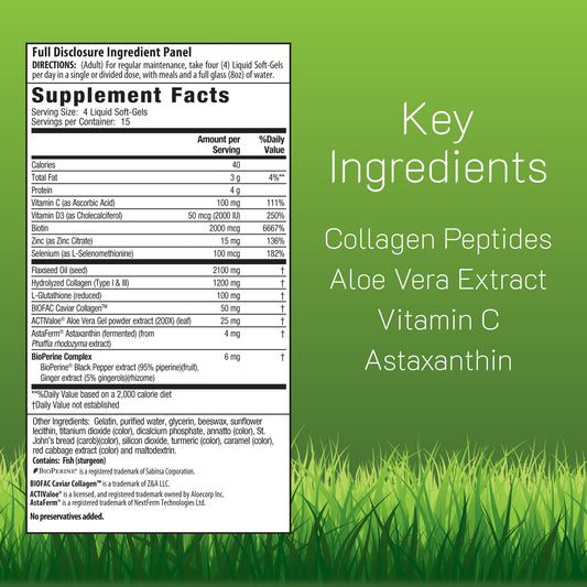 Irwin Naturals Collagen Peptides + Astaxanthin bottle back shows label and ingredients.
