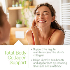 Irwin Naturals Collagen Peptides + Astaxanthin capsules closeup reveals soft-gel texture.