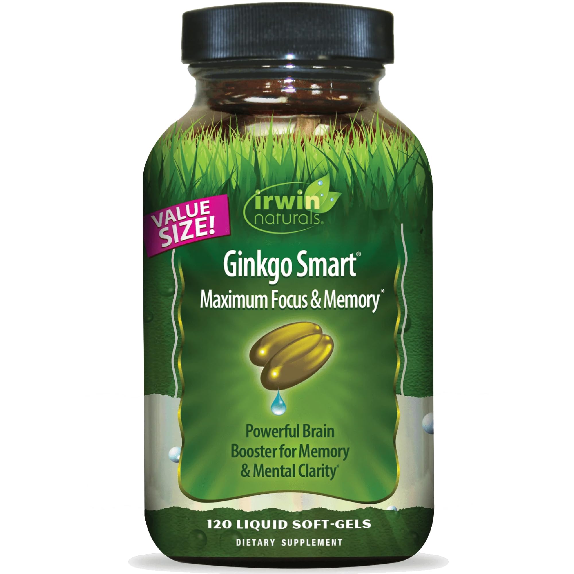Irwin Naturals Ginkgo Smart bottle front promotes everyday brain support