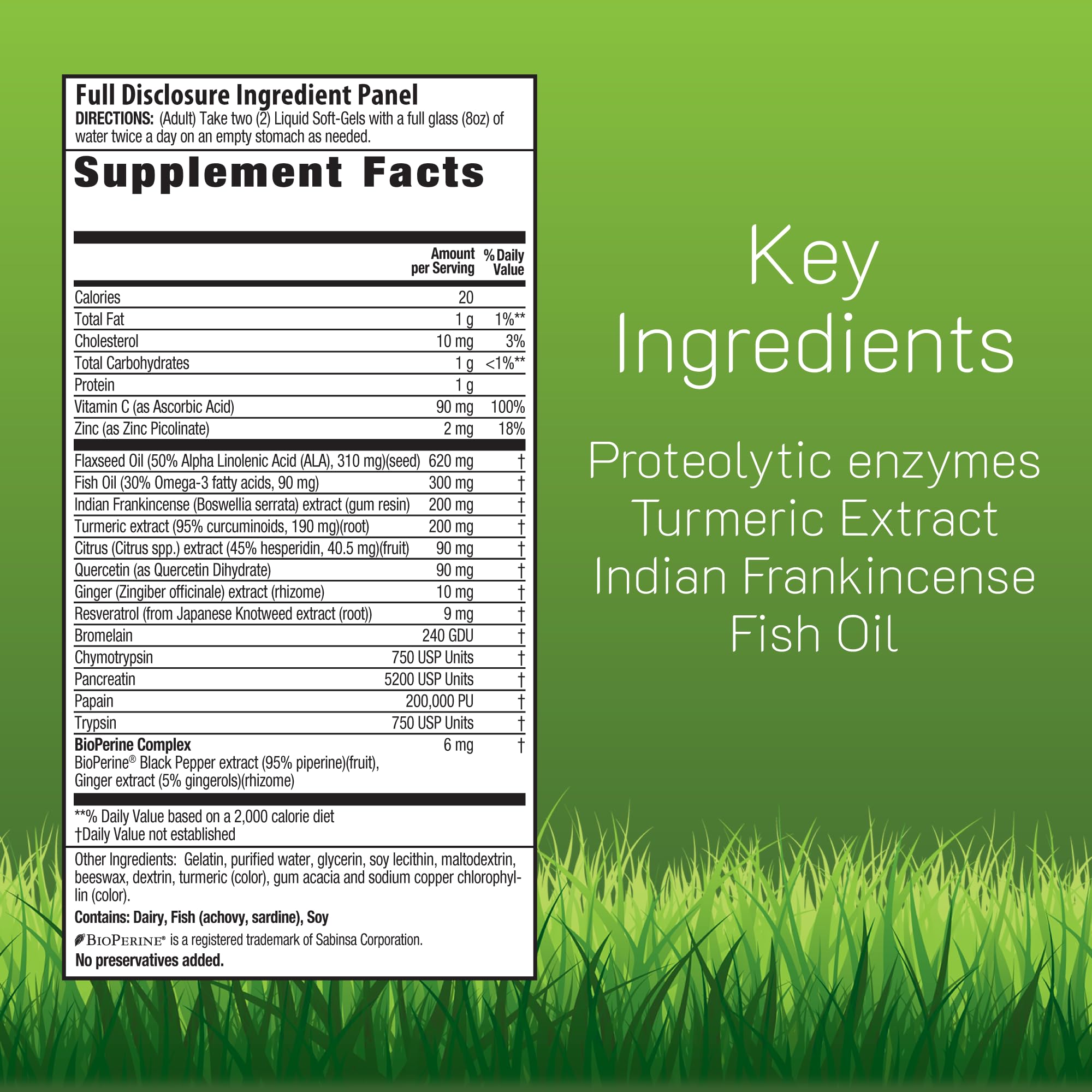 Irwin Naturals Inflamma-Less bottle back shows ingredient details