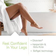 Irwin Naturals Love My Legs bottle being poured for daily use.
