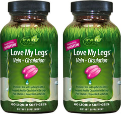 Irwin Naturals Love My Legs bottle and soft-gels support leg vein health.