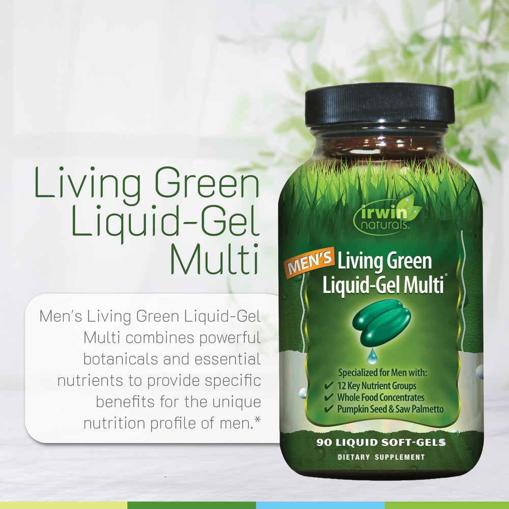 Irwin Naturals Men's Living Green Liquid-Gel pouring shot for easy swallow