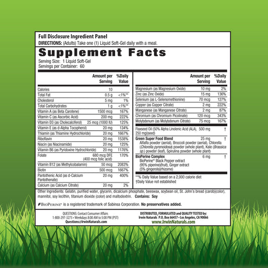Irwin Naturals Only One pour demonstrates easy one-per-day dosing.