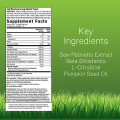 Close-up of Prosta-Strong RED bottle label highlighting Saw Palmetto content