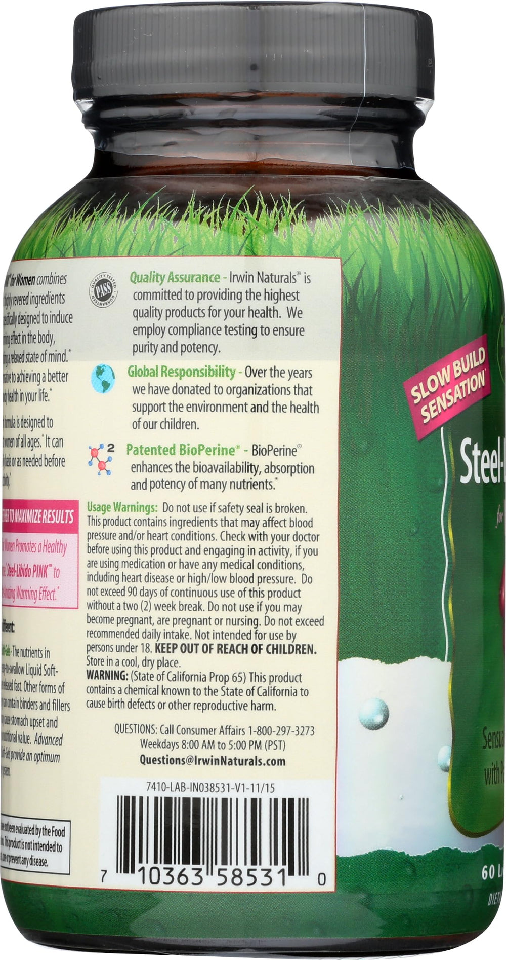 Packaging of Irwin Naturals Steel Libido Pink for Women on a clean counter