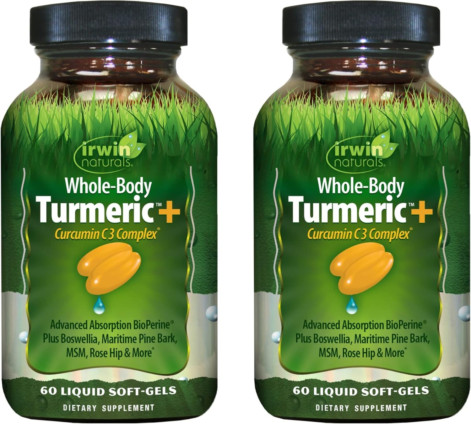 Irwin Naturals Whole Body Turmeric soft-gels bottle for daily wellness routine.