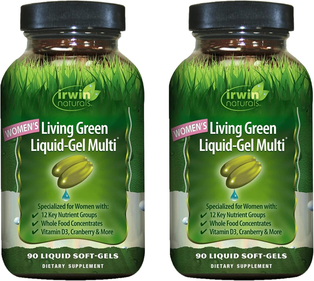 Irwin Naturals Women's Living Green bottle with softgels designed for daily wellness