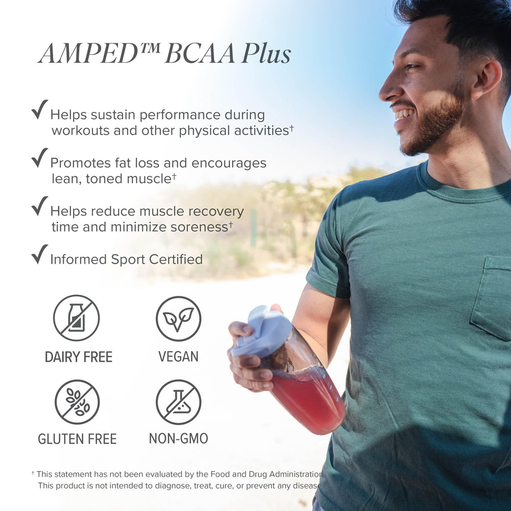 Canister in gym bag shows portable training support from Isagenix AMPED.