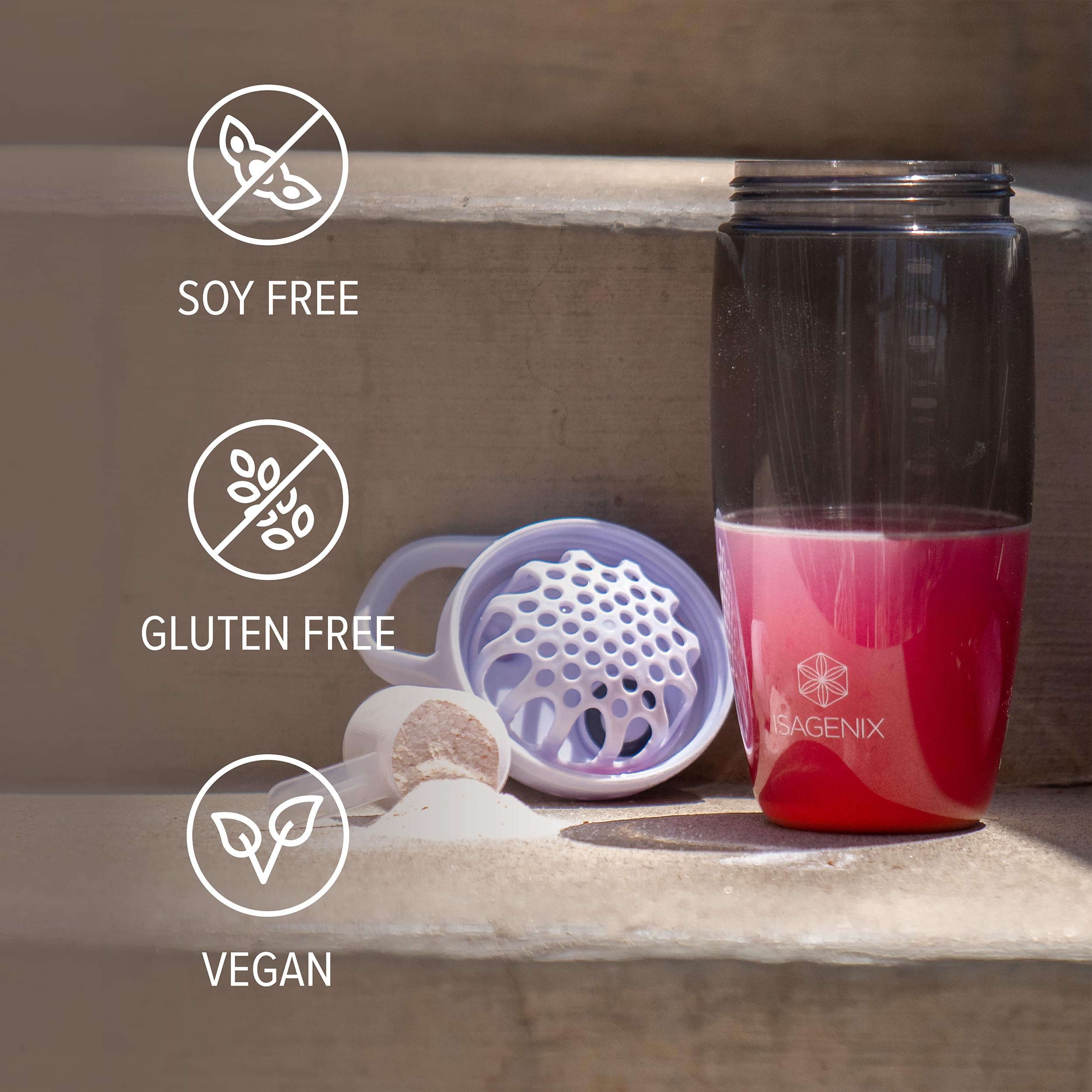 Isagenix Amped Nitro shaker in use for easy pre-workout preparation.