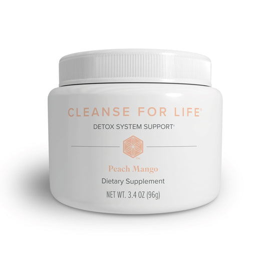 Isagenix Cleanse for Life Peach Mango bottle — ready-to-mix daily cleanse with no laxatives