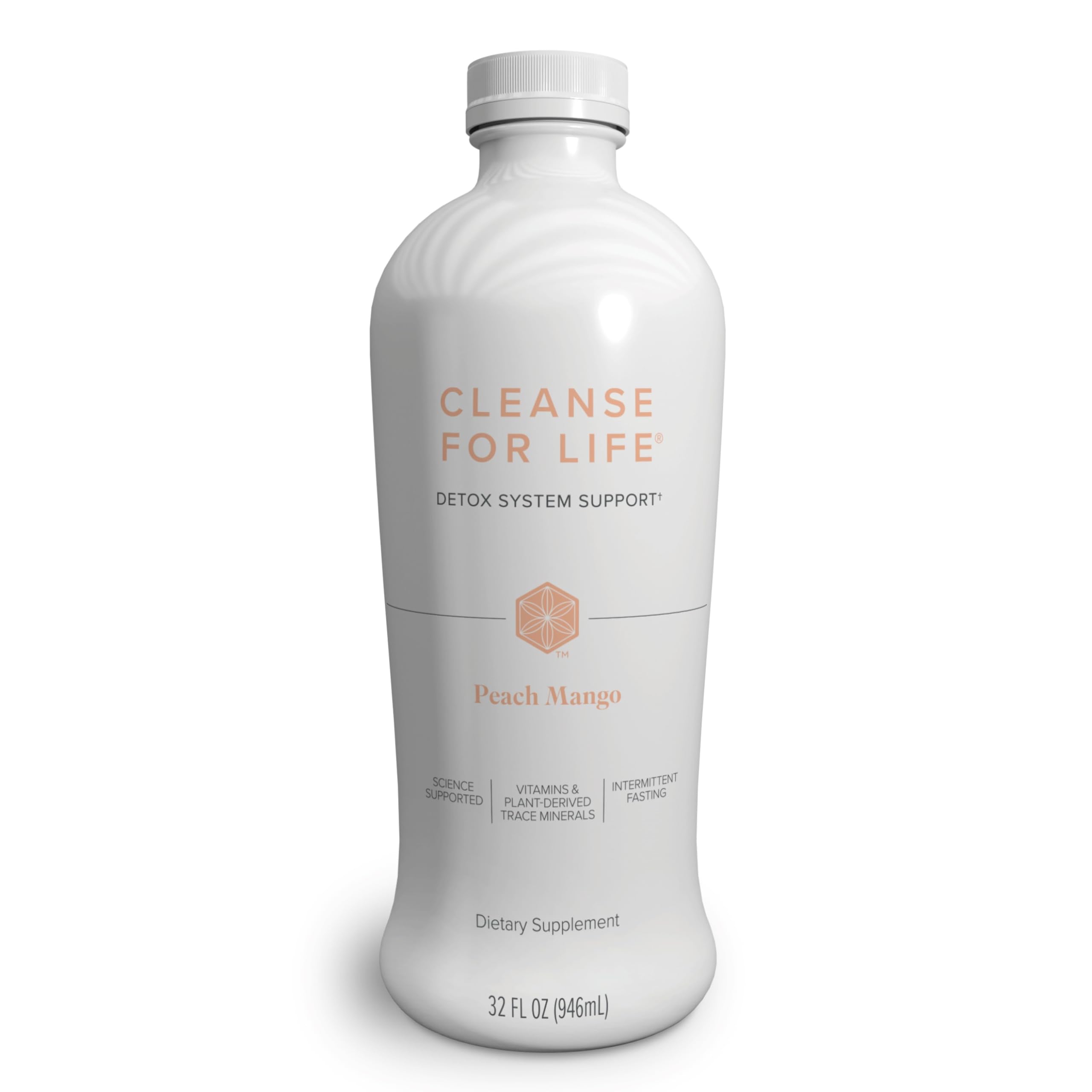 Isagenix Cleanse for Life peach mango in a glass, a refreshing metabolism-support drink.