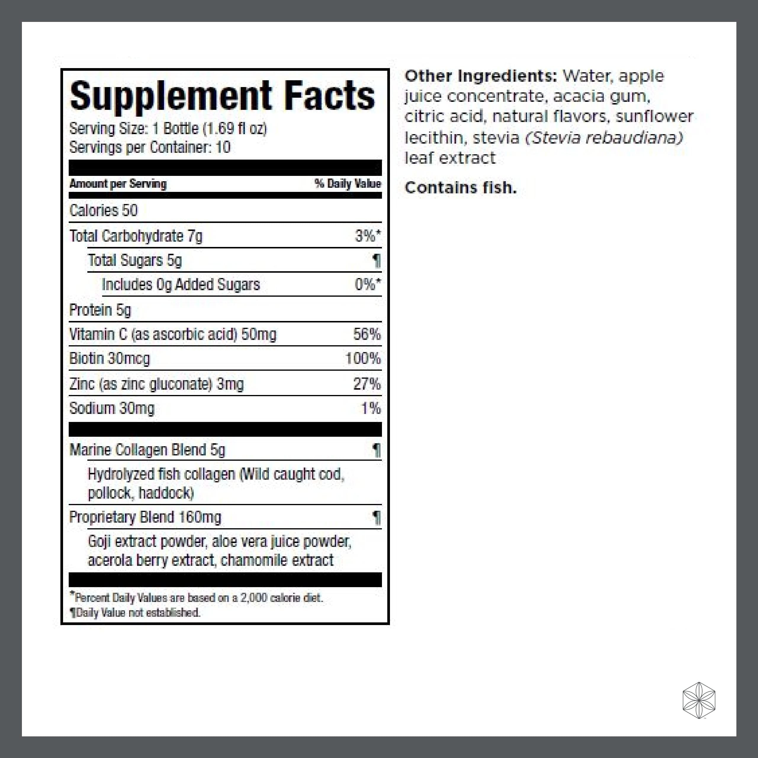Isagenix Collagen Elixir bottle side view highlighting convenient 50 mL container.