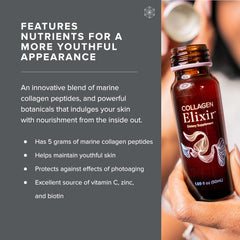 Isagenix Collagen Elixir ingredients list highlights marine peptides and vitamin C.