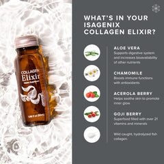 Isagenix Collagen Elixir being poured demonstrates easy daily use.