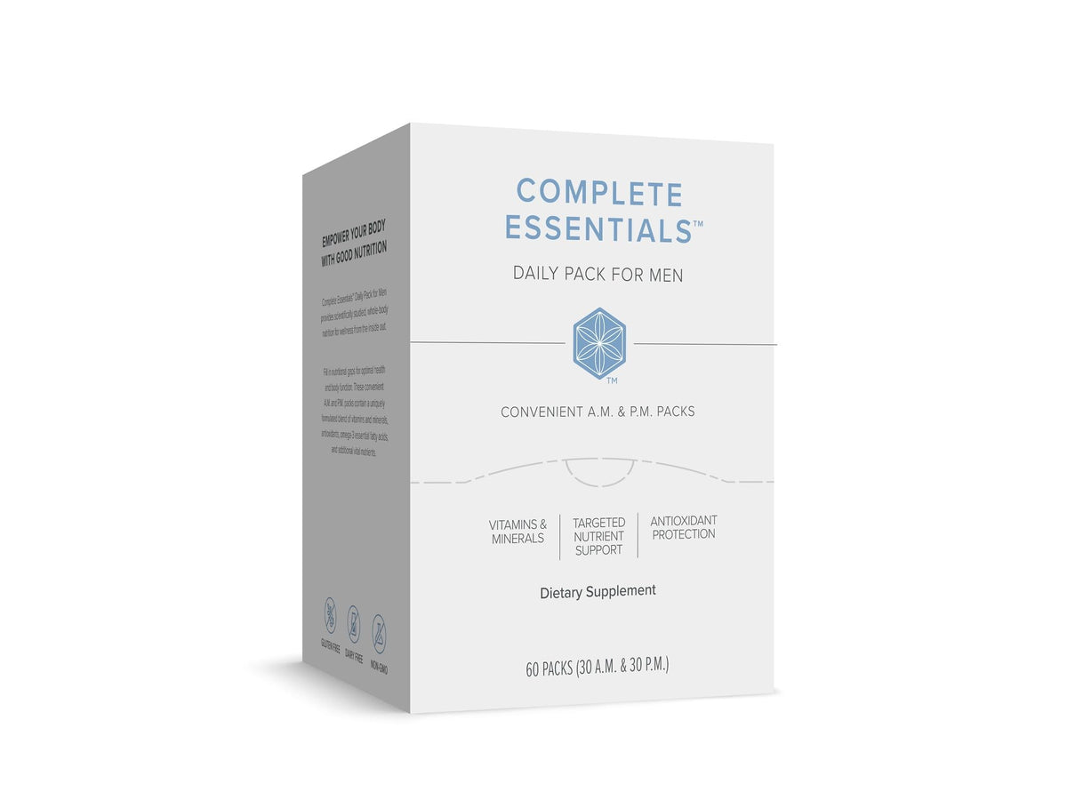 Isagenix Complete Essentials Daily Pack for Men—pack closeup for on-the-go vitality