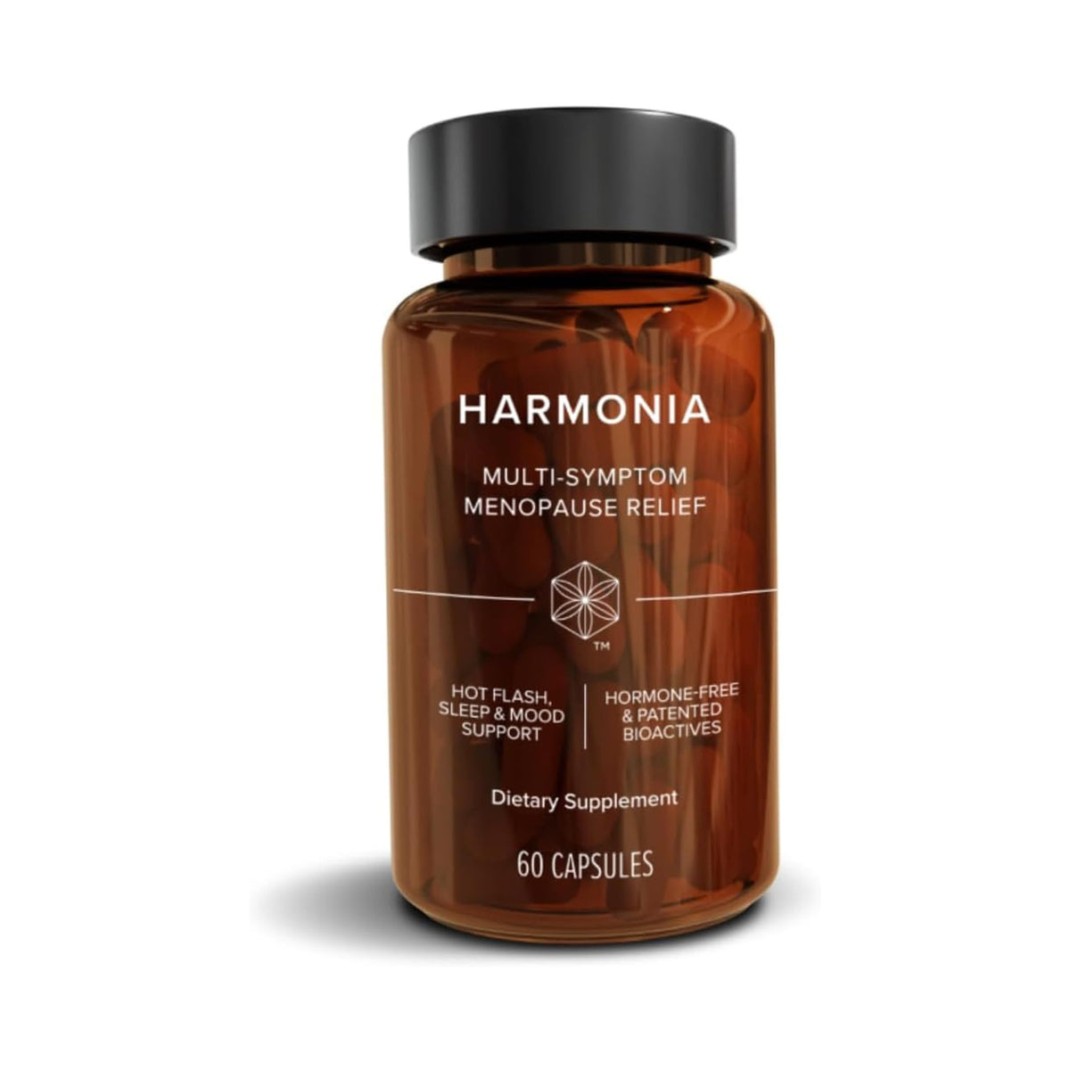 Isagenix Harmonia bottle-front showing hormone-free menopause support for daily balance