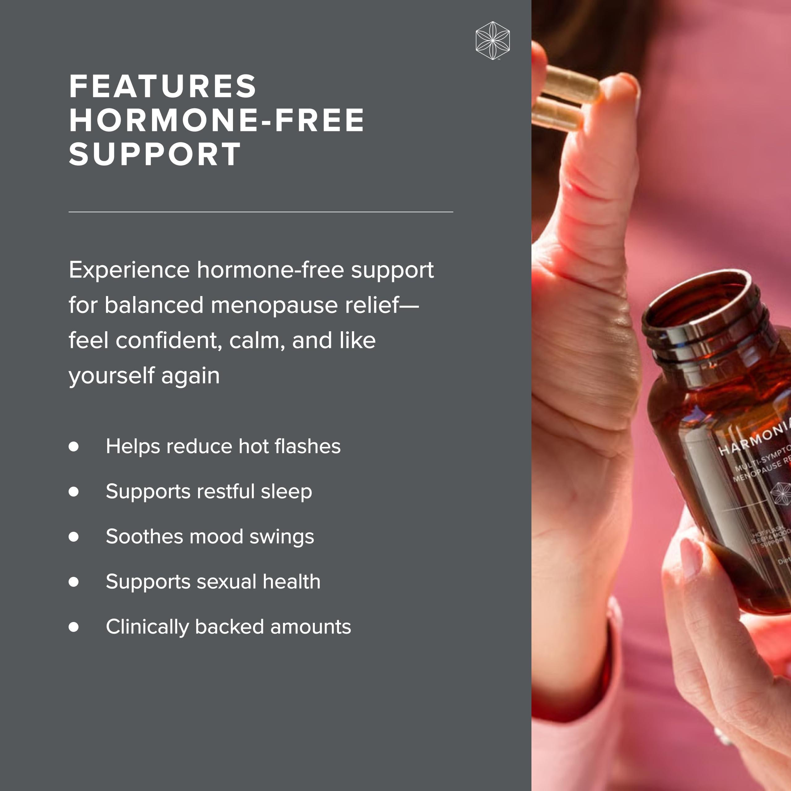 Open Harmonia packaging illustrating convenient daily dose
