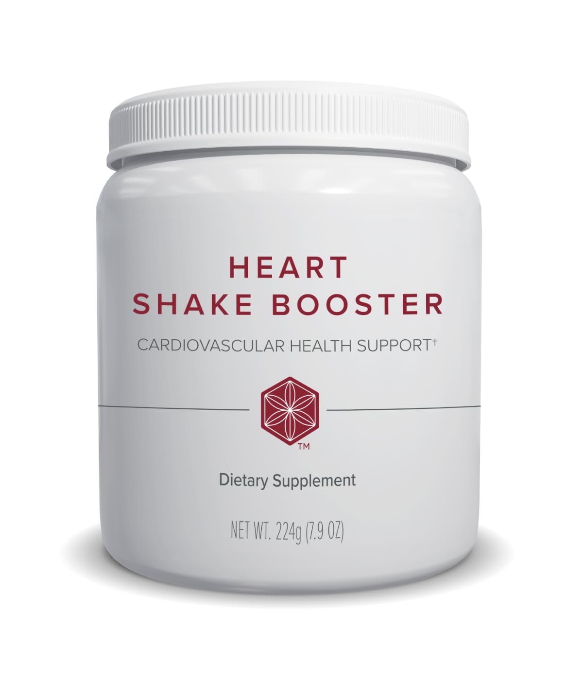 Isagenix Heart Shake Booster canister closeup highlighting a heart-friendly, vegan formula.