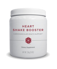 Isagenix Heart Shake Booster canister closeup highlighting a heart-friendly, vegan formula.