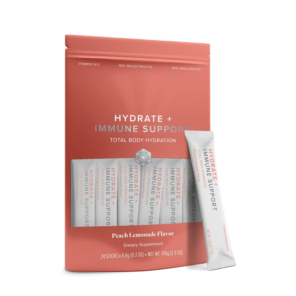 Isagenix Hydrate Immune Stick Pack shows portable hydration for workouts.