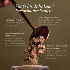 Isagenix IsaLean canister with nutrition panel visible for easy meal planning