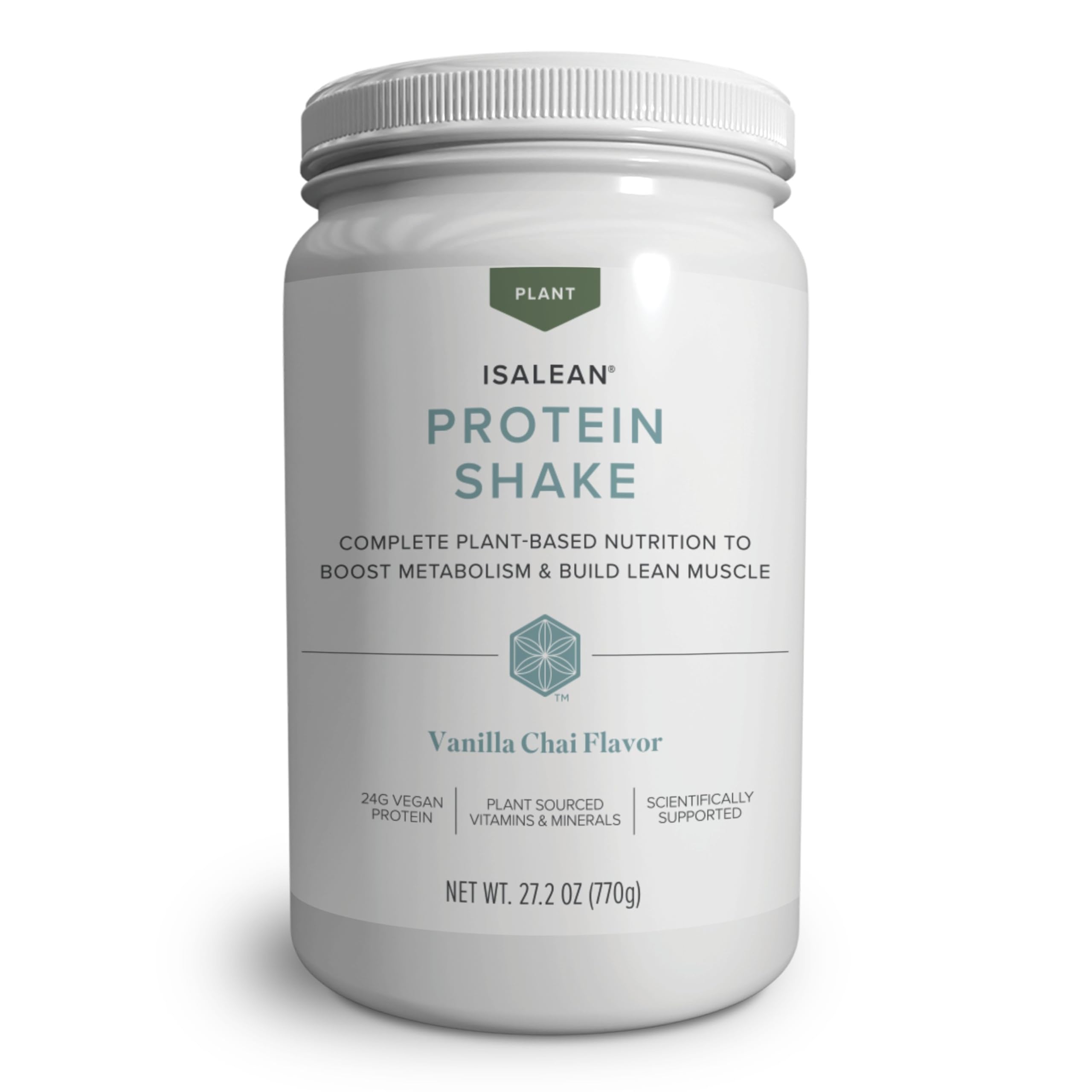 Isagenix IsaLean Protein Shake bottle in vanilla chai for energy and muscle support