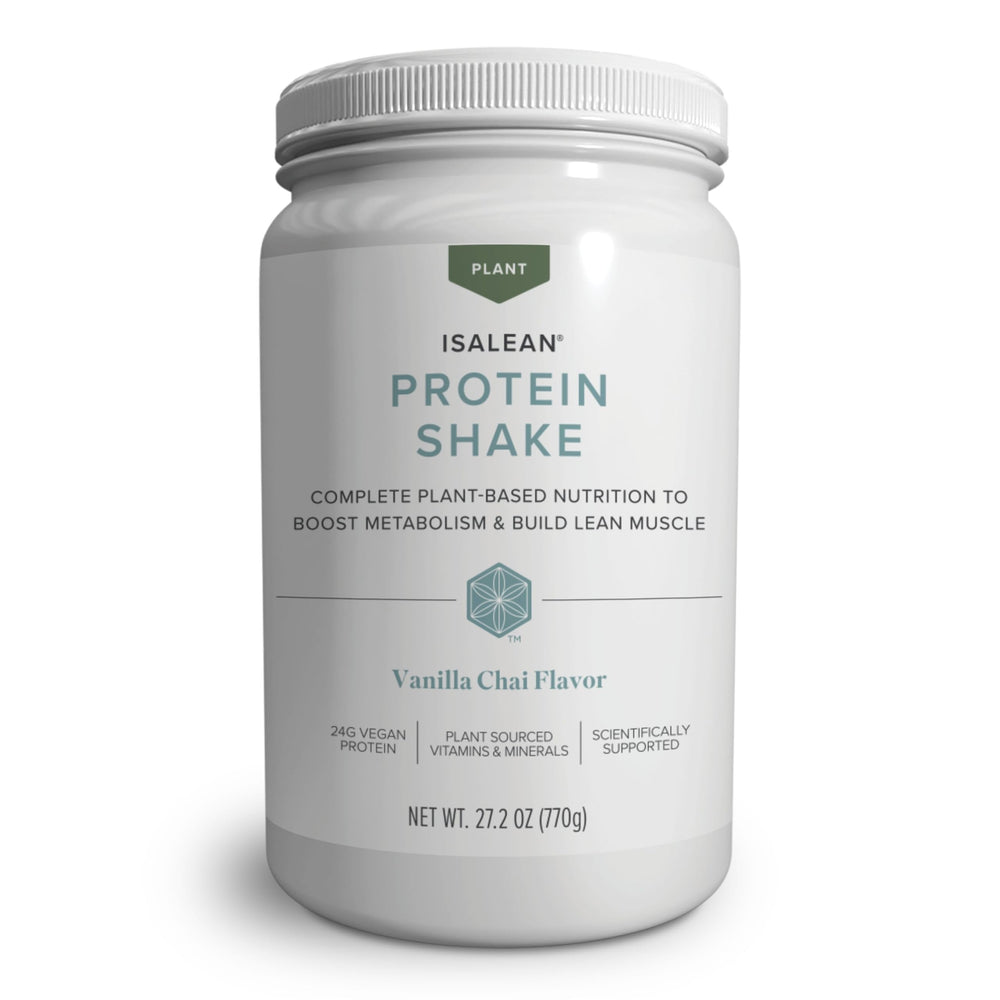 Isagenix IsaLean Protein Shake bottle in vanilla chai for energy and muscle support