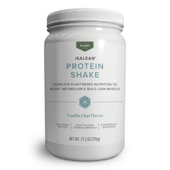 Isagenix IsaLean Protein Shake bottle in vanilla chai for energy and muscle support