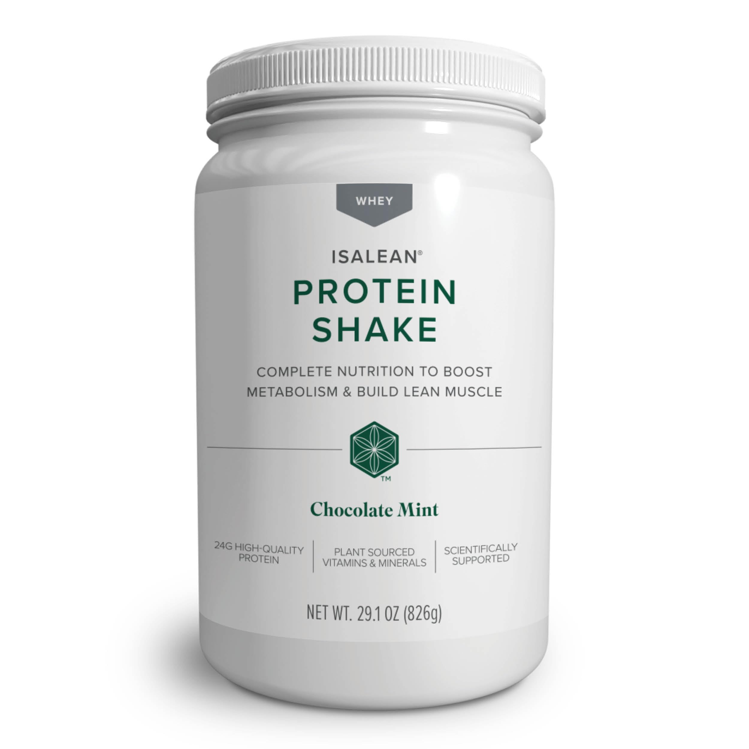 Isagenix IsaLean Shake bottle in chocolate mint flavor supporting lean muscle