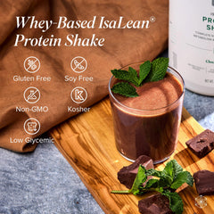 Isagenix IsaLean Shake powder being poured to highlight digestion enzymes