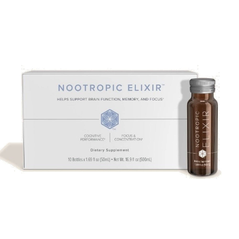Isagenix Nootropic Elixir bottle front showing label and clean design for focus support