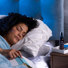 Elegant Isagenix Renewal Sleep Support bottle close-up with soothing design.