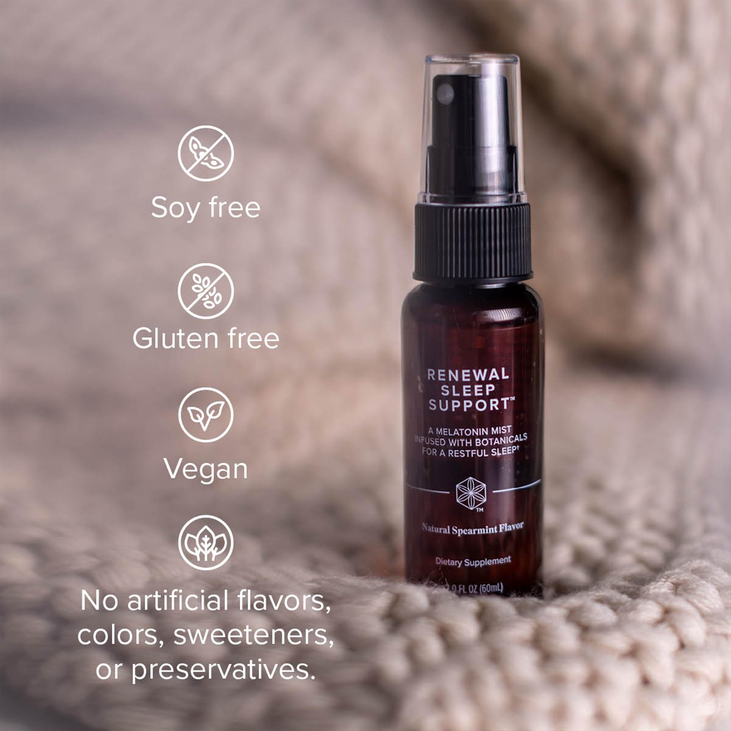 Isagenix Renewal Sleep Support spearmint flavor bottle for a refreshing nightly ritual.