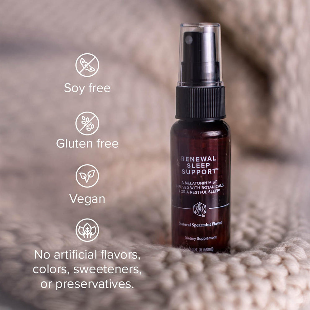 Isagenix Renewal Sleep Support spearmint flavor bottle for a refreshing nightly ritual.