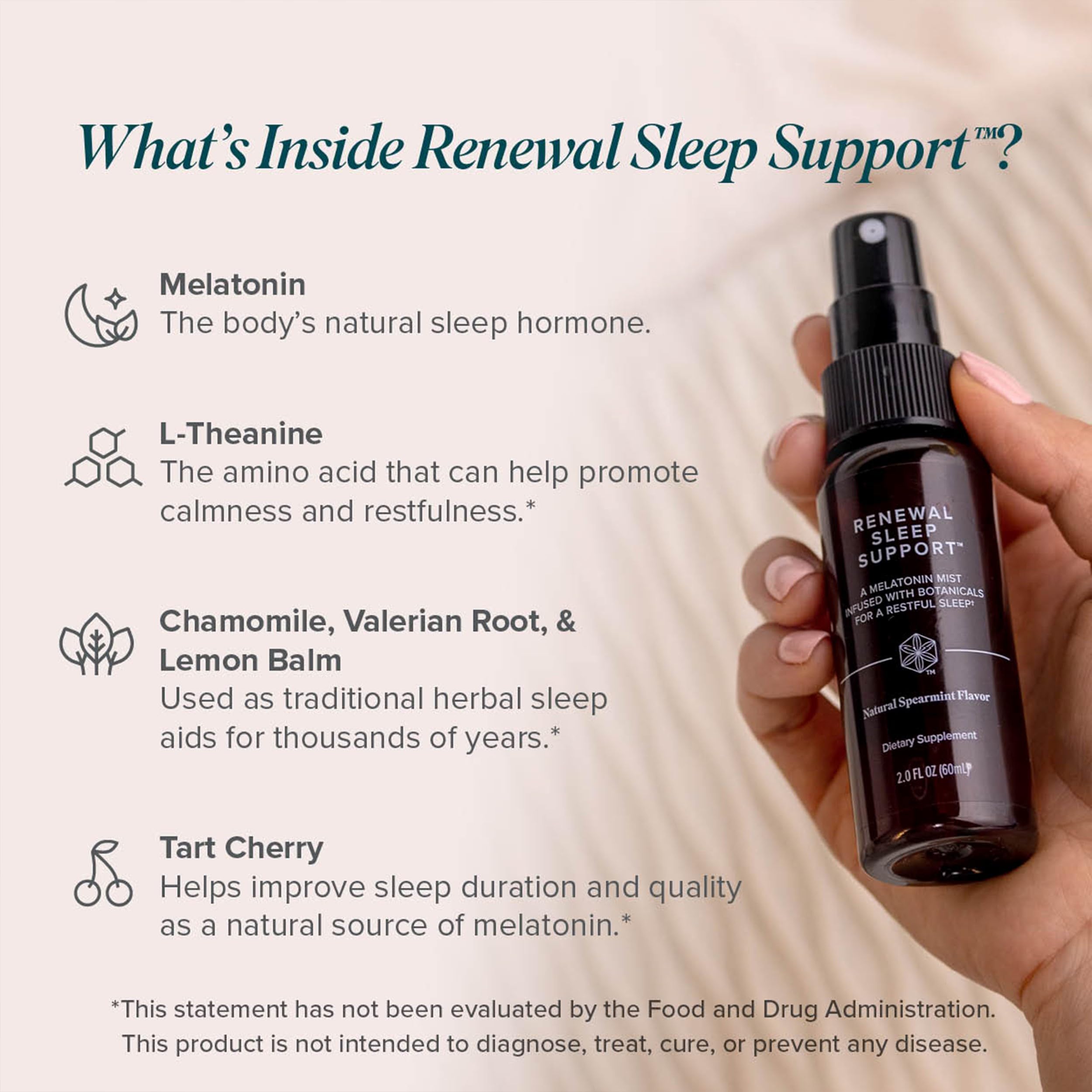 Travel-friendly Isagenix Renewal Sleep Support 2 oz bottle beside passport.