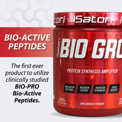 iSatori BIO-GRO 8 week study graphic presenting clinical data on protein synthesis