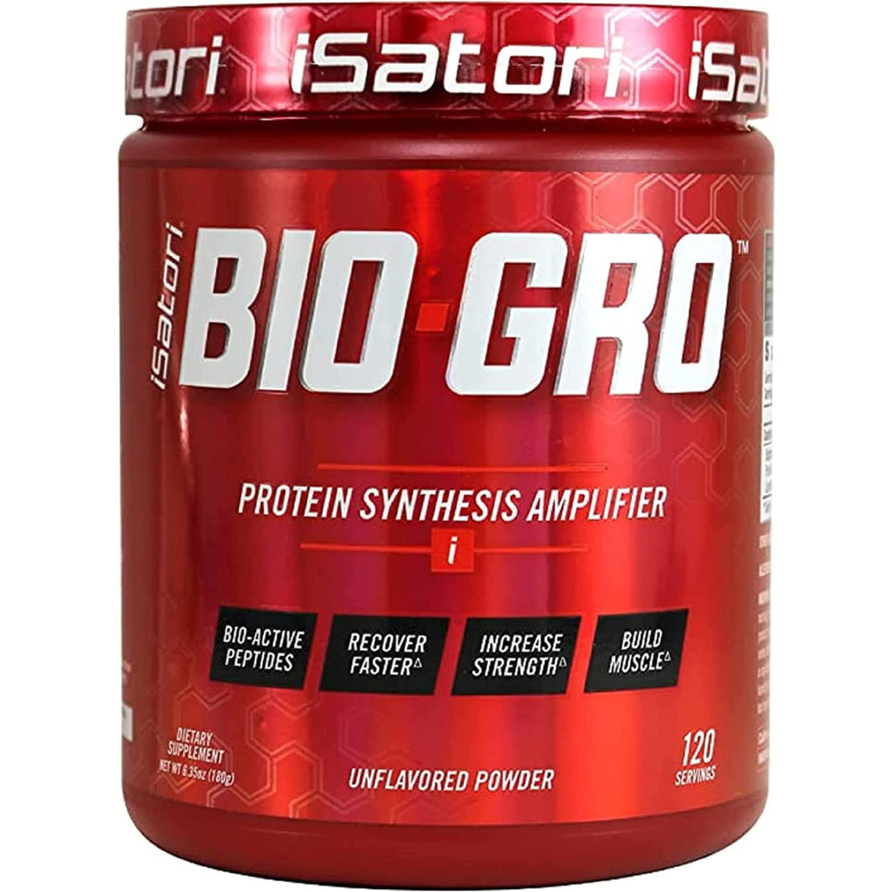 iSatori BIO-GRO bottle pour showing stimulant free pre workout support for recovery