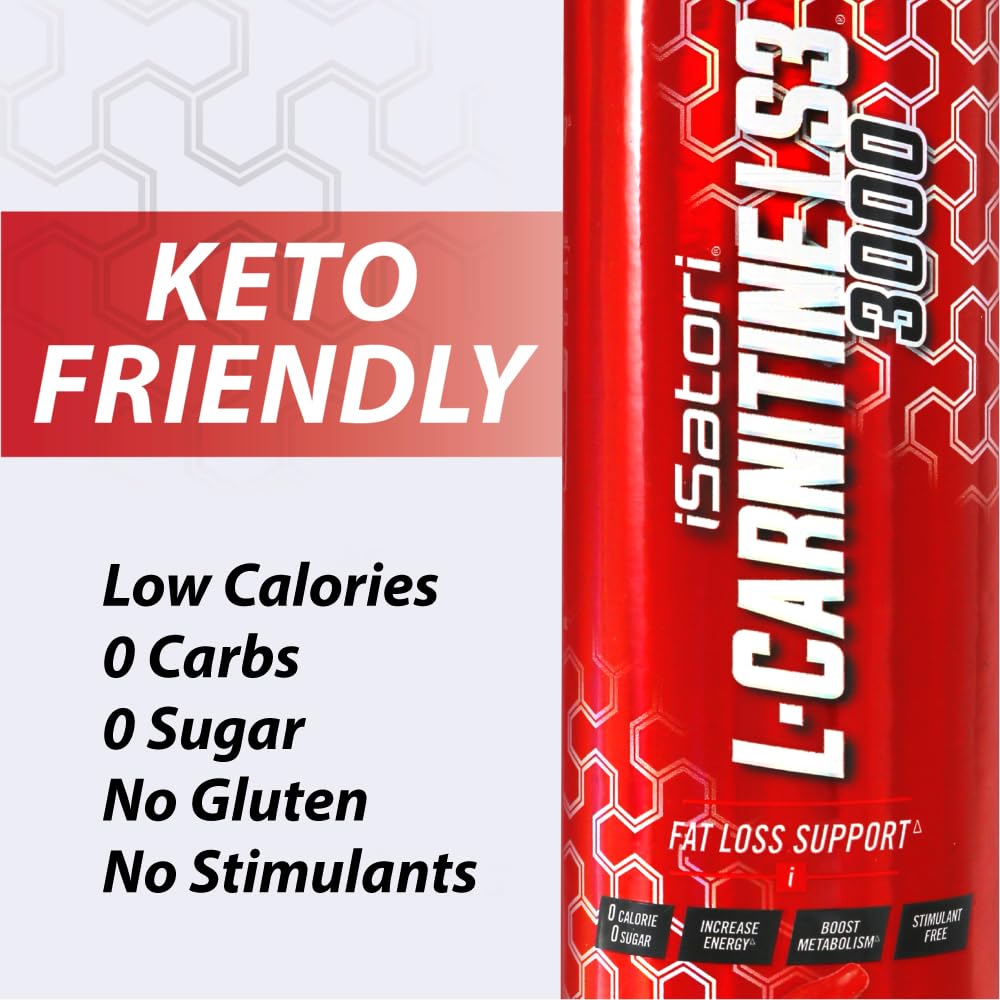 isatori L-Carnitine LS3 3000 bottle and glass ready for mix