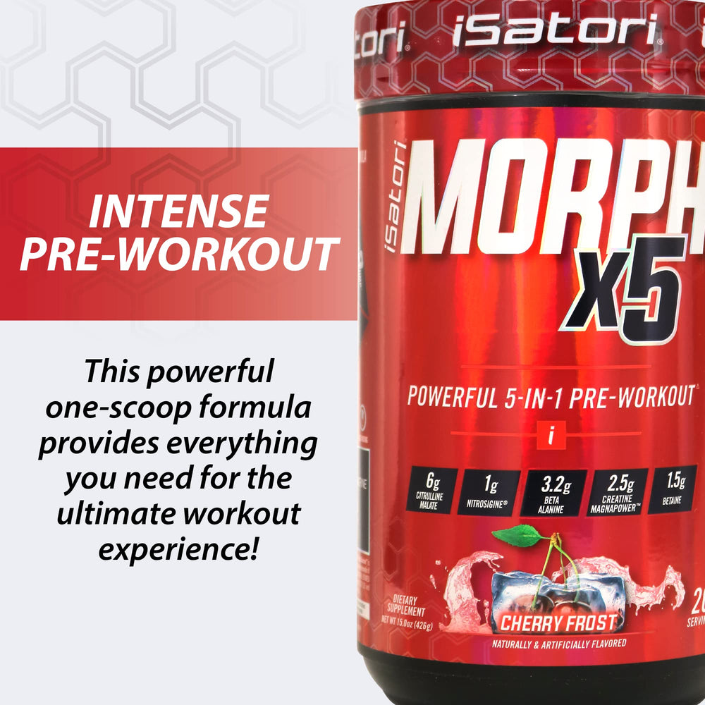 iSatori Morph X5 Cherry Frost label close-up with key ingredients