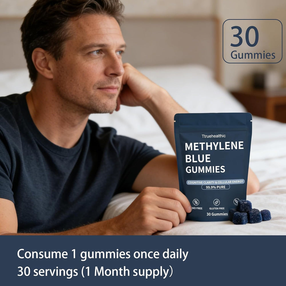 iscentan Truehealthic Methylene Blue Gummies packaging closed highlighting premium formula.